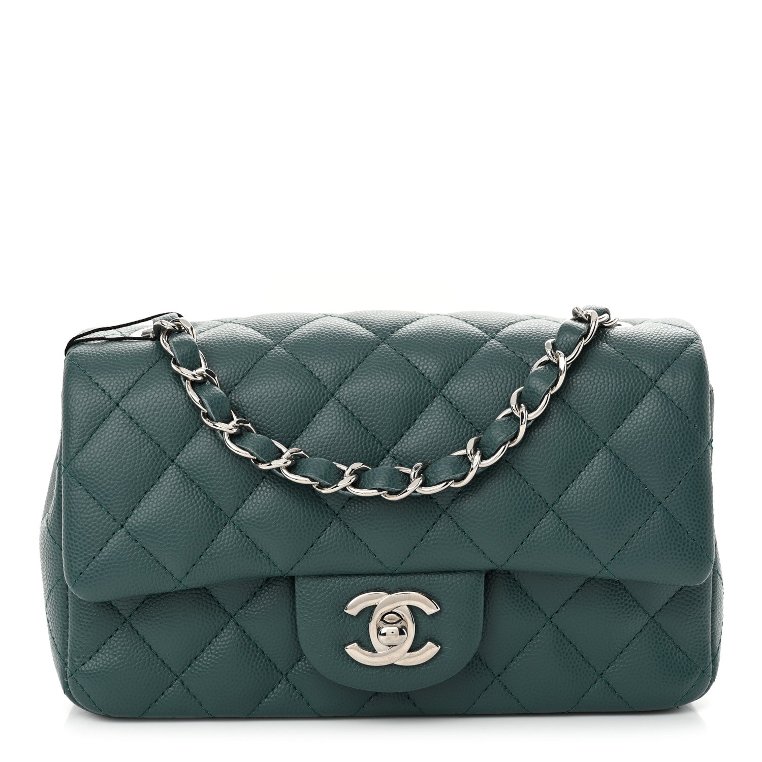 Chanel Caviar Quilted Mini Rectangular Flap Dark Turquoise