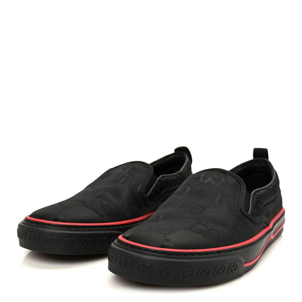 Gucci GG Nylon Mens 1977 Tennis Slip On Sneakers 8.5 Black
