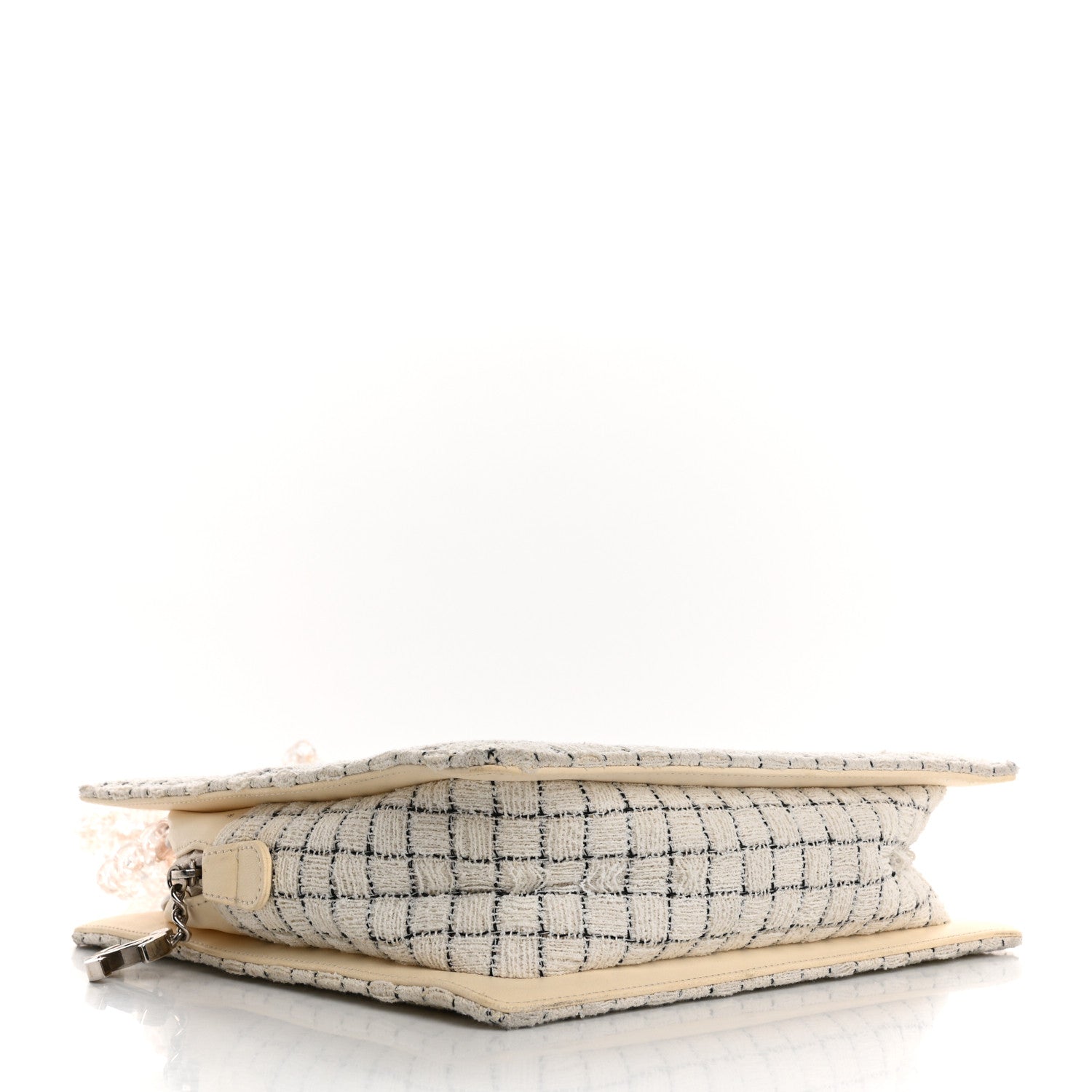 Chanel Tweed Resin Small Zipped Shopping Bag White Black