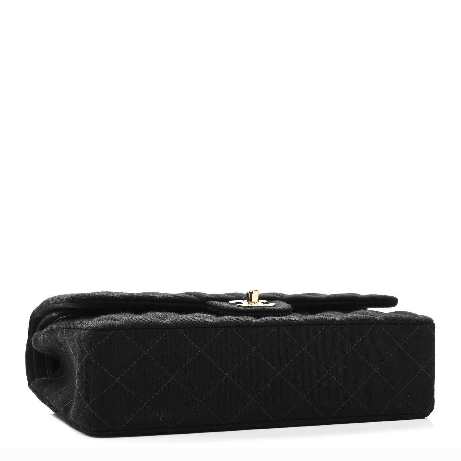 Chanel Jersey Quilted Medium Bijoux Chain Double Flap Black