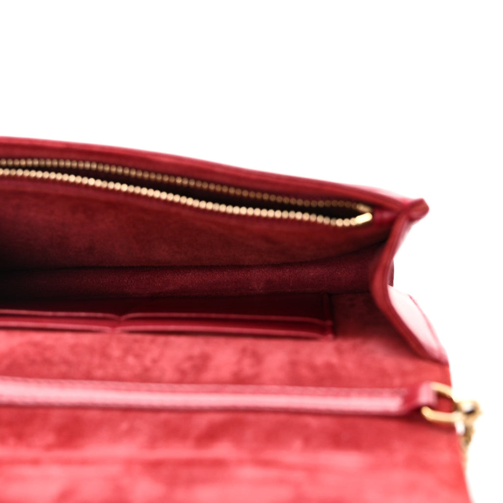 Christian Dior Lambskin Cannage Dioraddict Wallet On Chain Clutch Fuchsia
