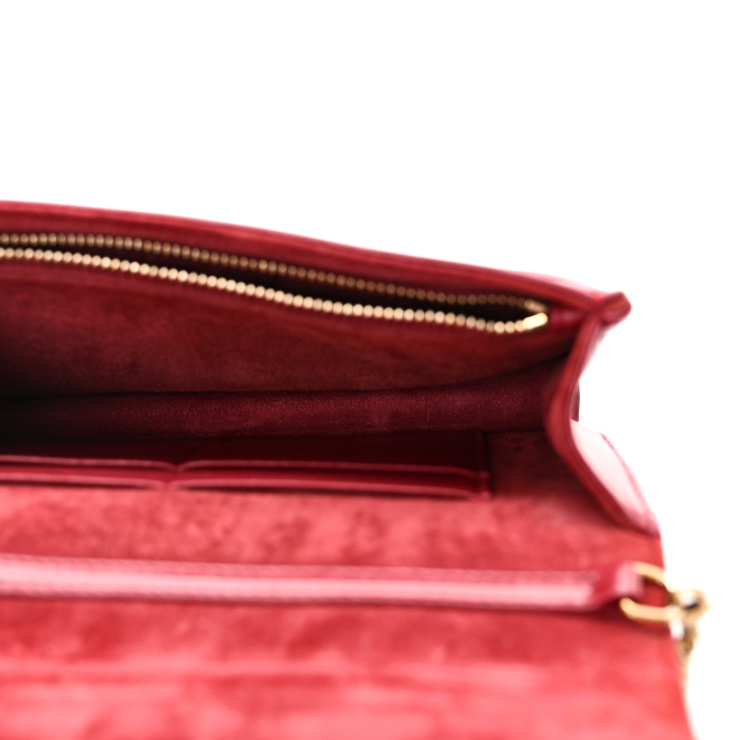 Christian Dior Lambskin Cannage Dioraddict Wallet On Chain Clutch Fuchsia