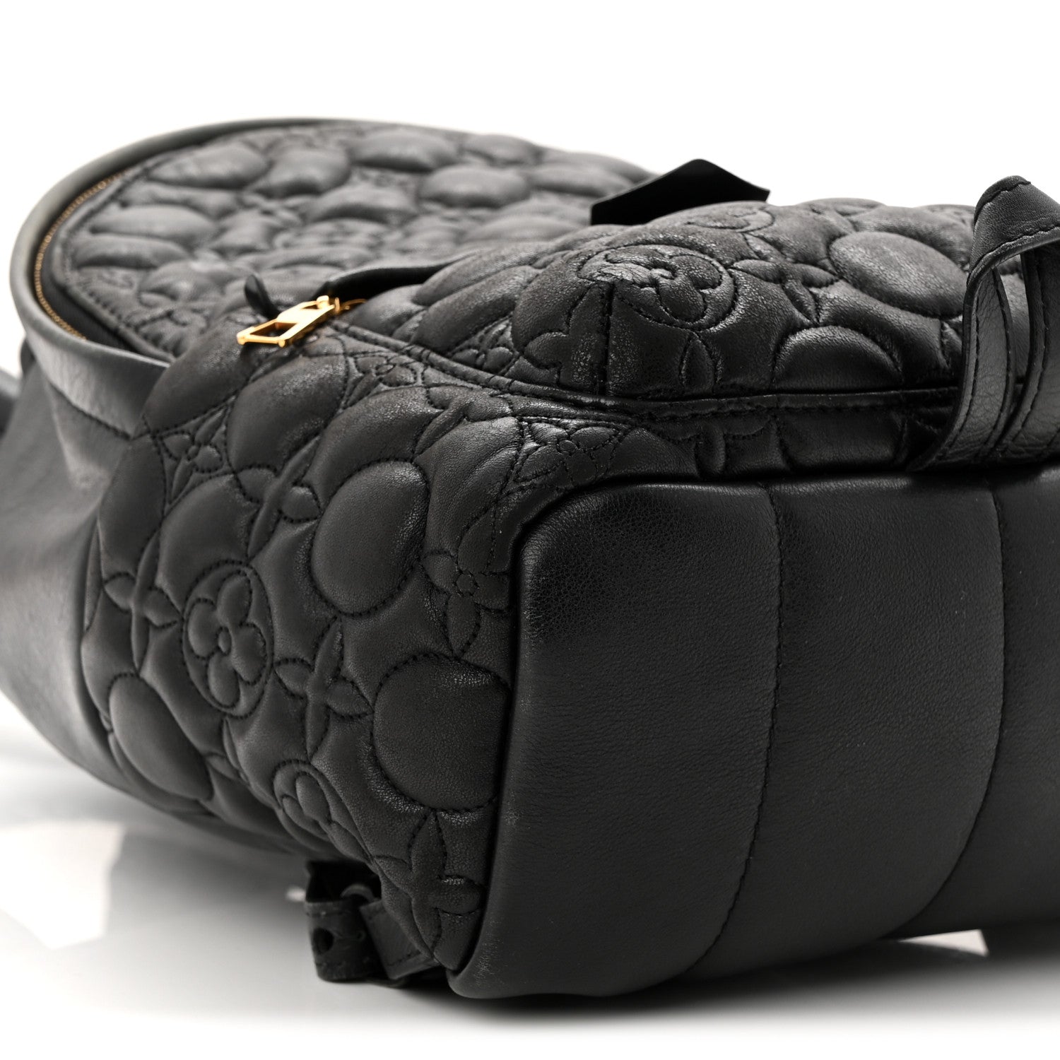 Louis Vuitton Lambskin Flower Quilted Palm Springs Backpack PM Black