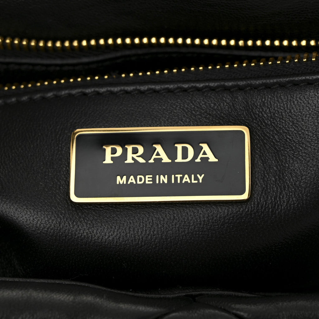 Prada Nappa Metal Quilted Small Patchwork System Flap Bag Black
