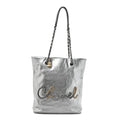 Chanel Calfskin Chain 20s Signe Tote Silver