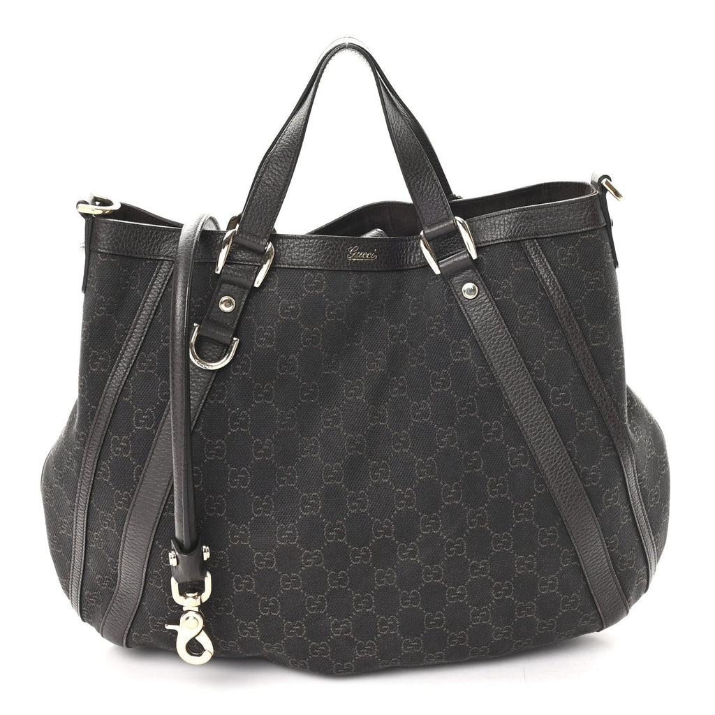 Gucci Monogram Medium Abbey Convertible Tote Dark Brown