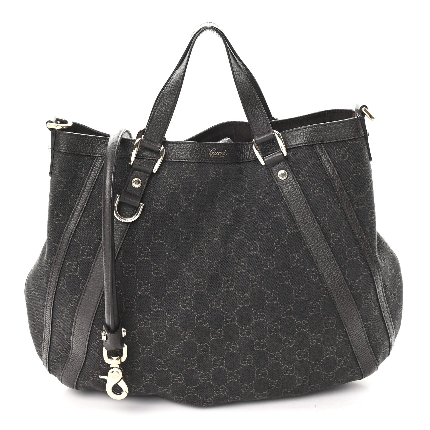 Gucci Monogram Medium Abbey Convertible Tote Dark Brown