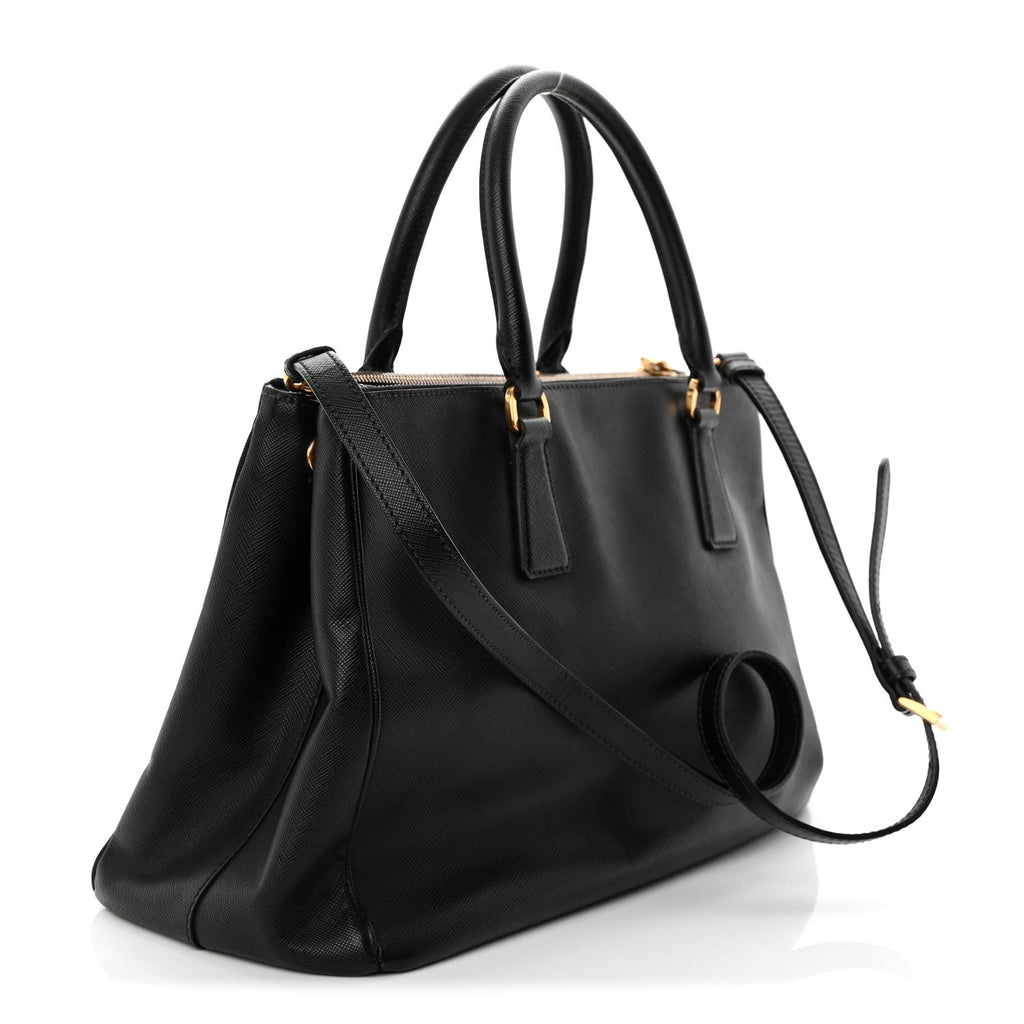 Prada Saffiano Medium Galleria Double Zip Tote Black