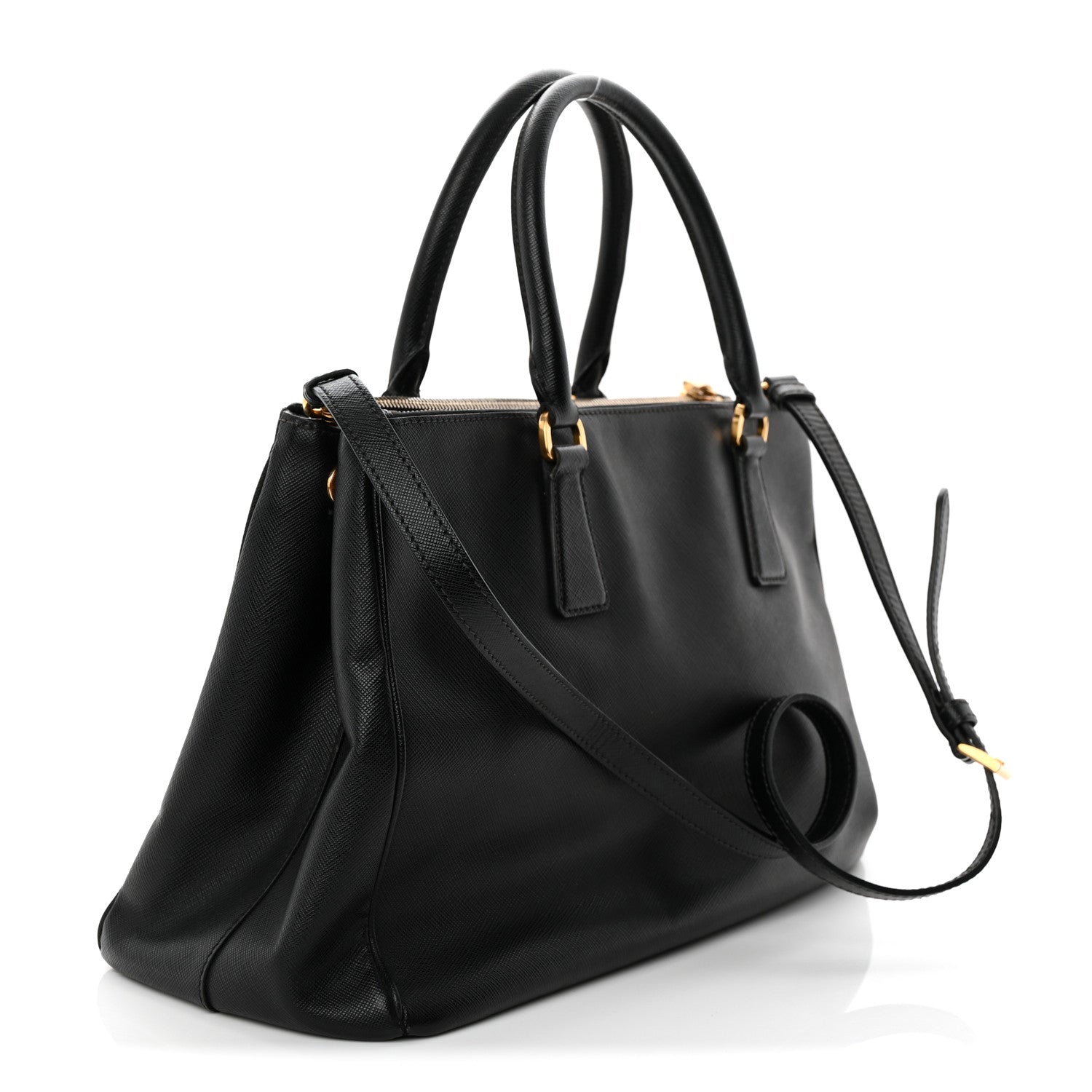 Prada Saffiano Medium Galleria Double Zip Tote Black