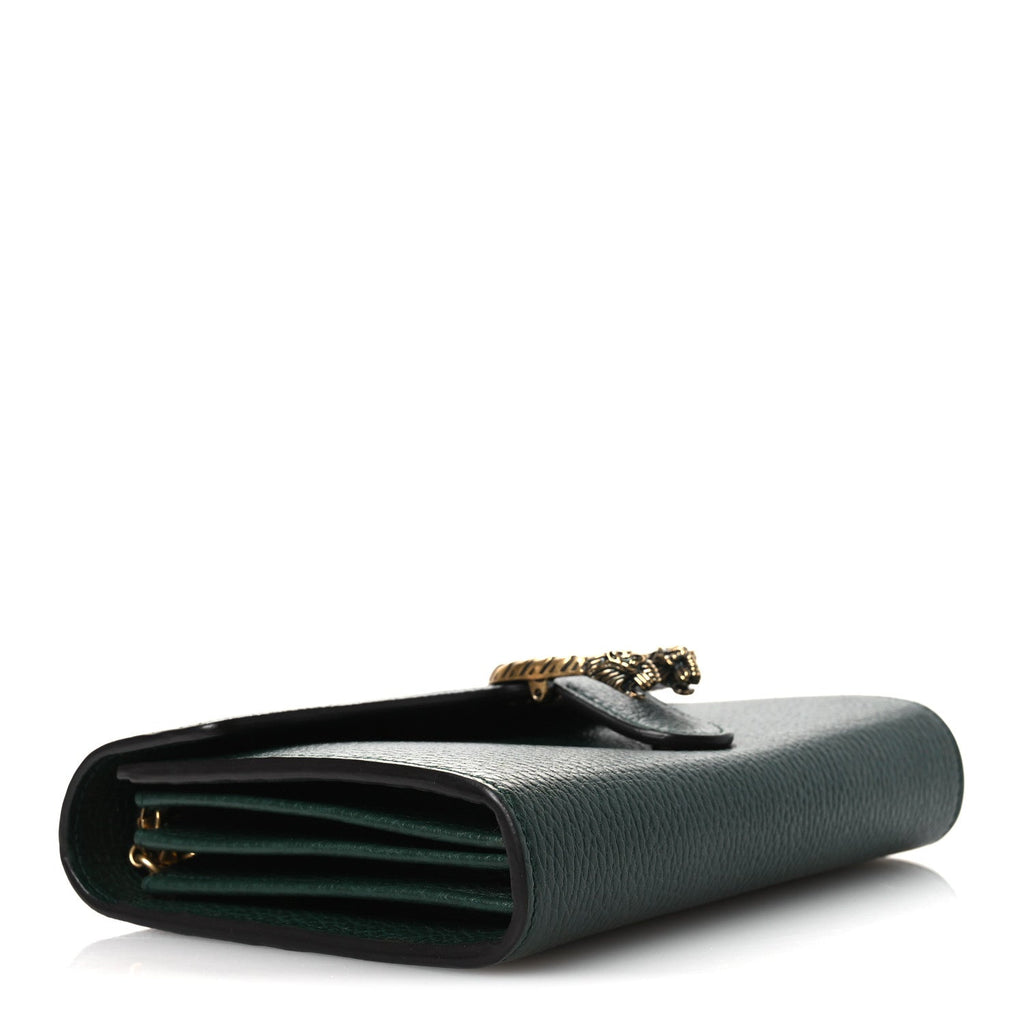 Gucci Calfskin Garden Dionysus Chain Wallet Emerald