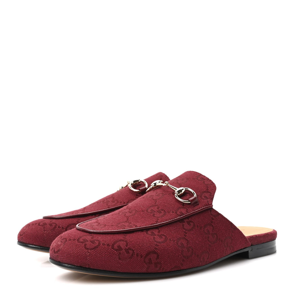 Gucci GG Monogram Canvas Womens Princetown Slippers 37.5 Ancora