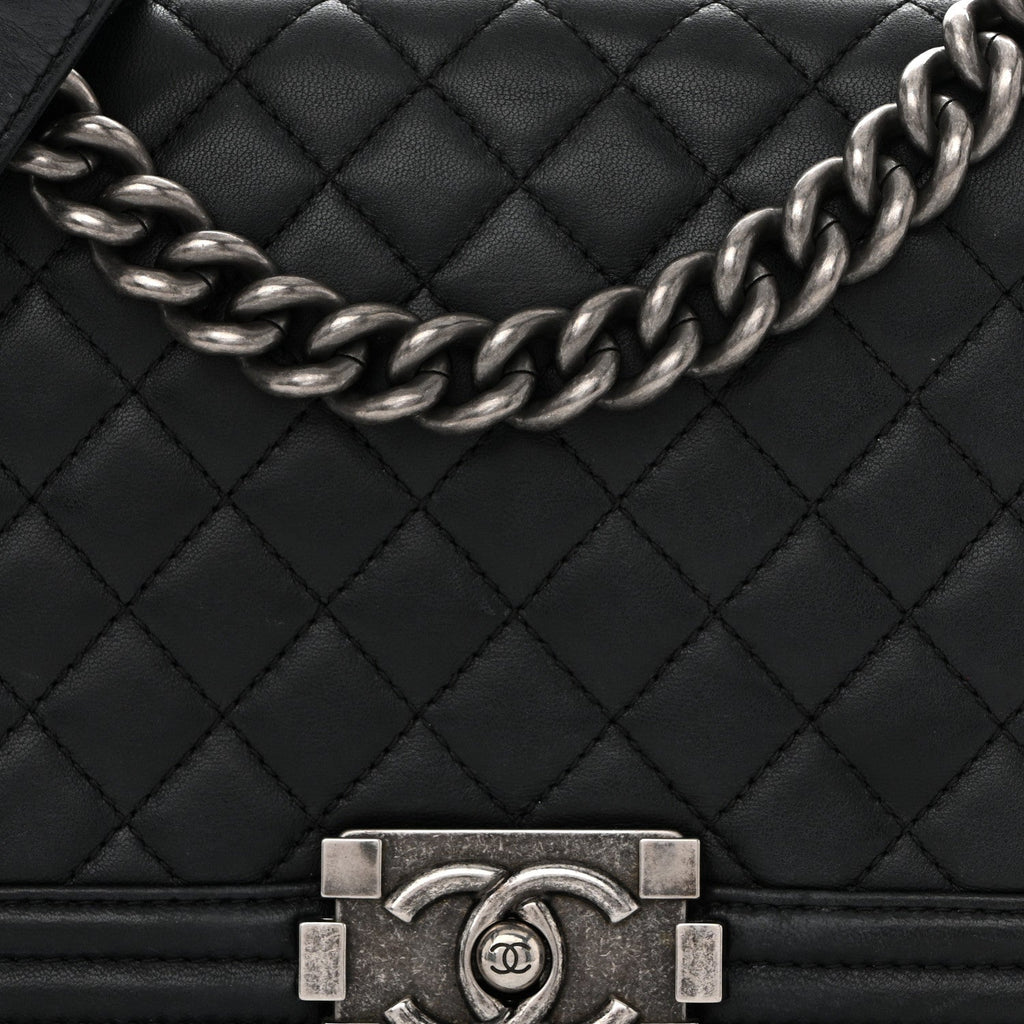 Chanel Lambskin Quilted Medium Boy Flap Black