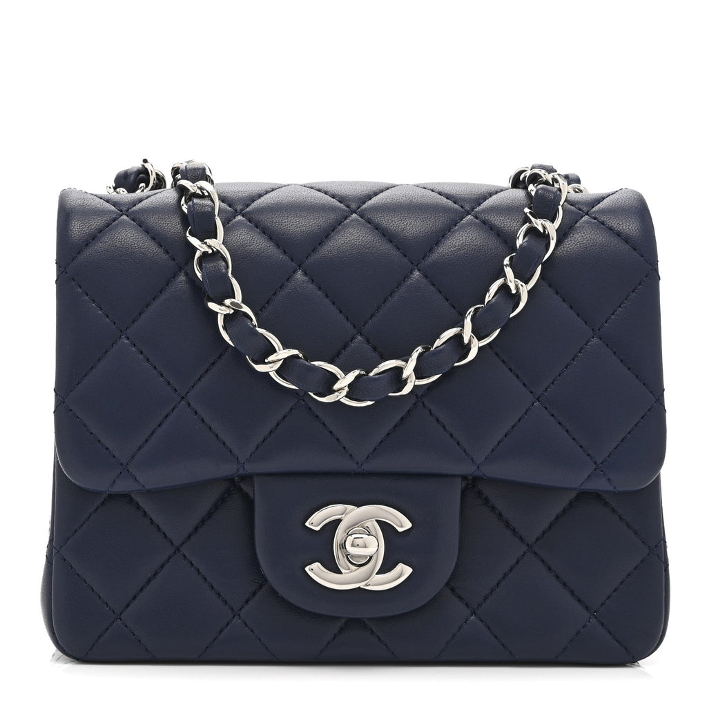 Chanel Lambskin Quilted Mini Square Flap Navy