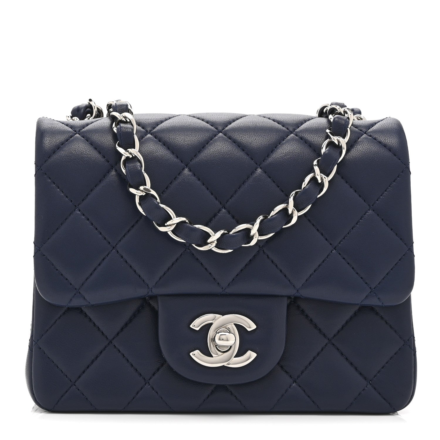 Chanel Lambskin Quilted Mini Square Flap Navy