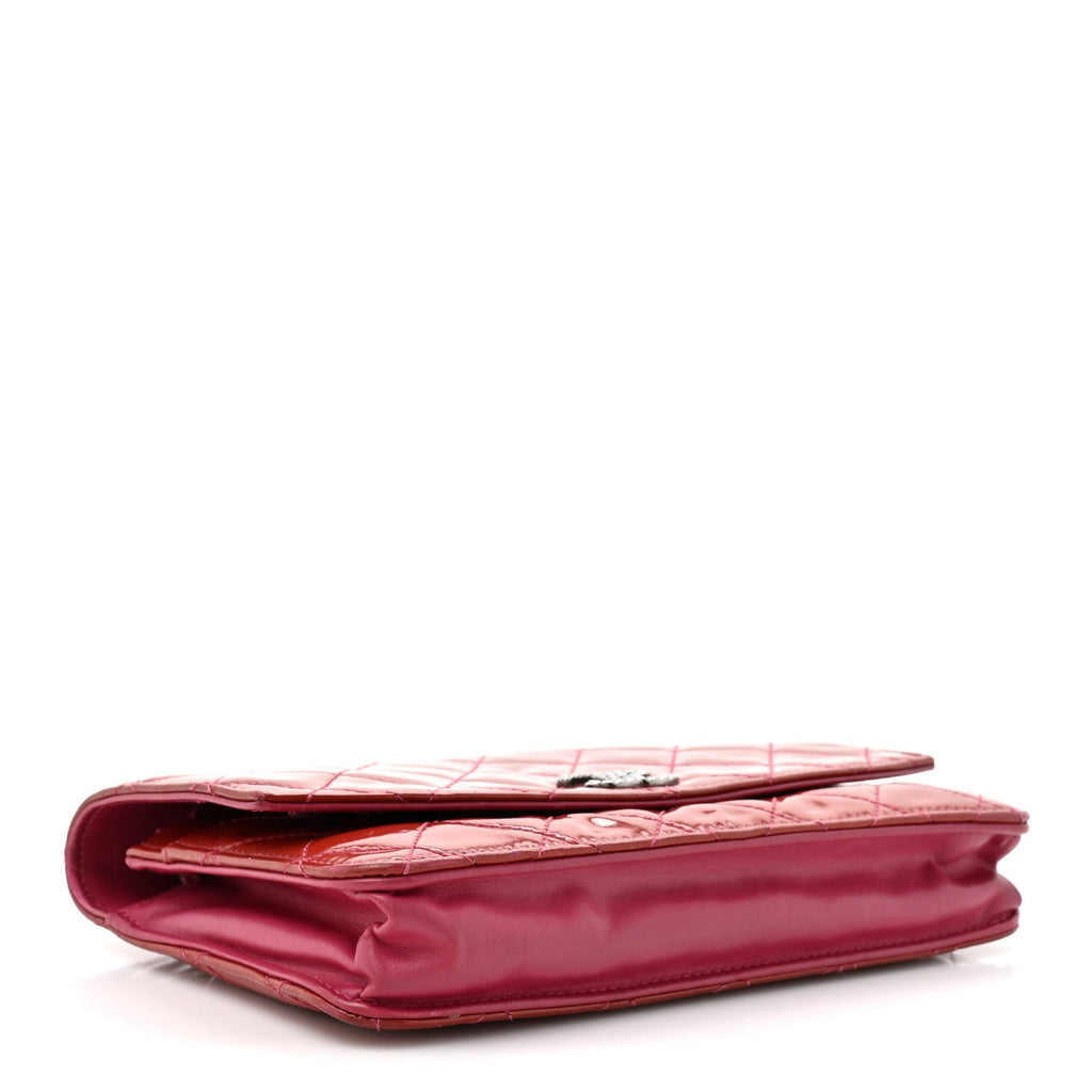 Chanel Patent Quilted Brilliant Wallet On Chain WOC Coral