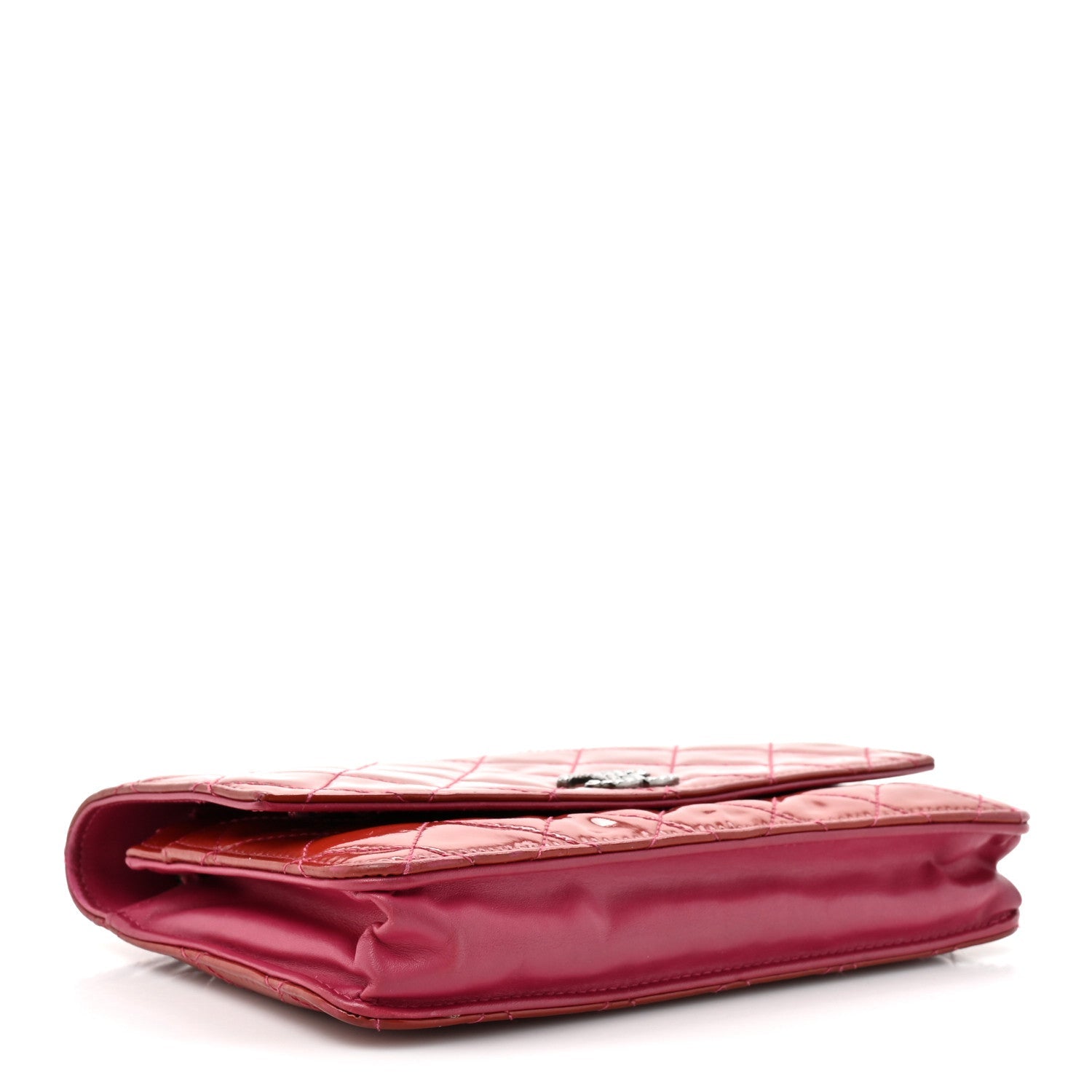 Chanel Patent Quilted Brilliant Wallet On Chain WOC Coral