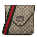 Gucci GG Supreme Monogram Web Medium Neo Vintage Flap Messenger Bag Beige New Acero