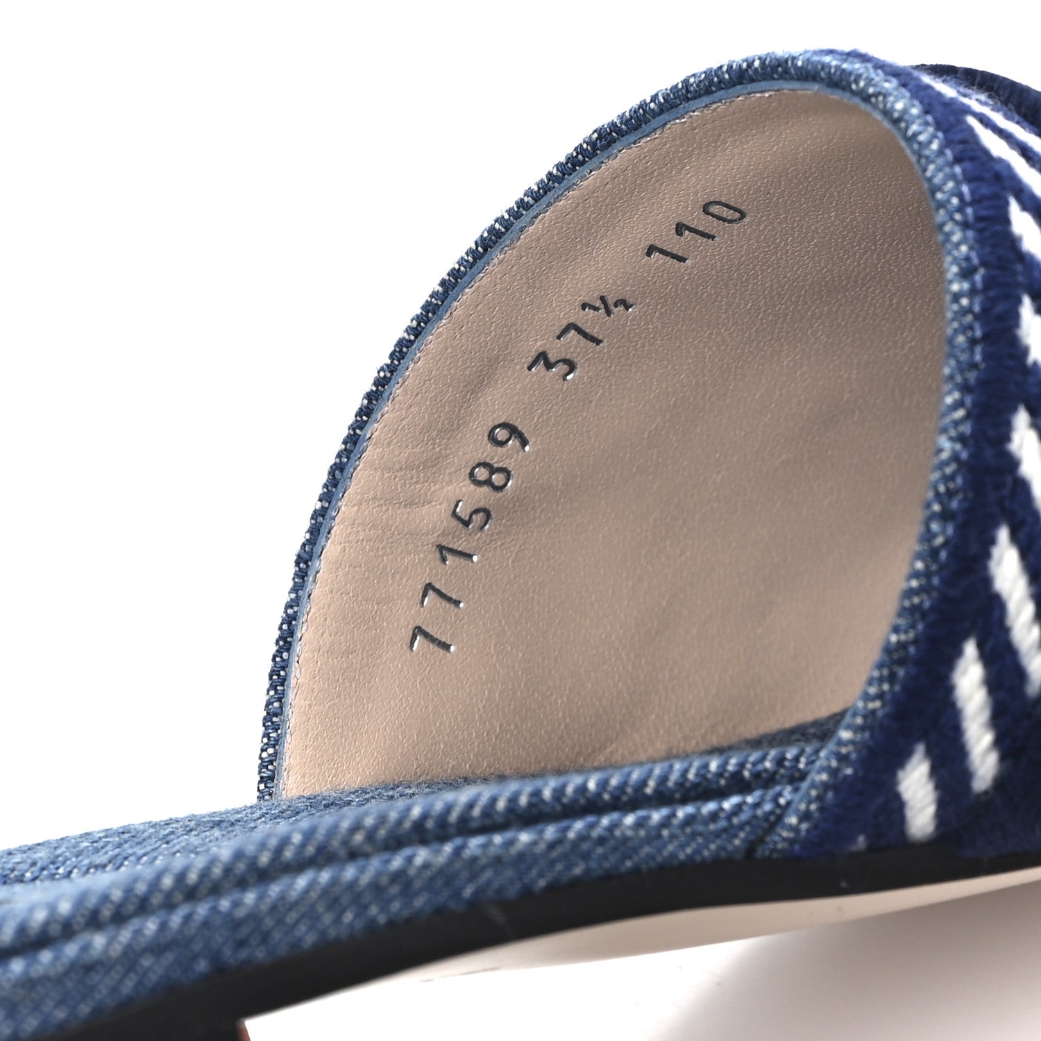Gucci Plain Spain Denim Logo Slide Sandals 37.5 Light Blue