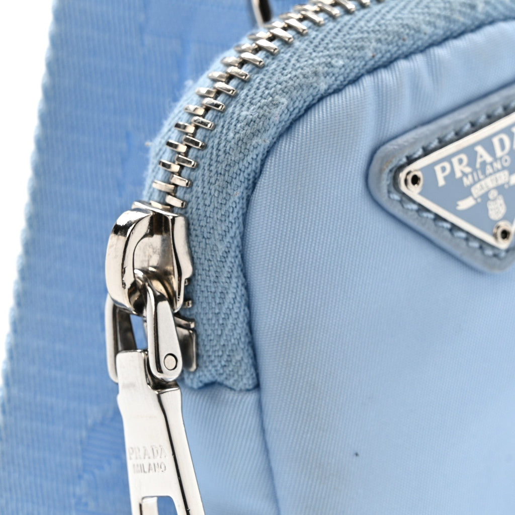 Prada Re-Nylon Quilted Padded Flap Shoulder Bag Celeste