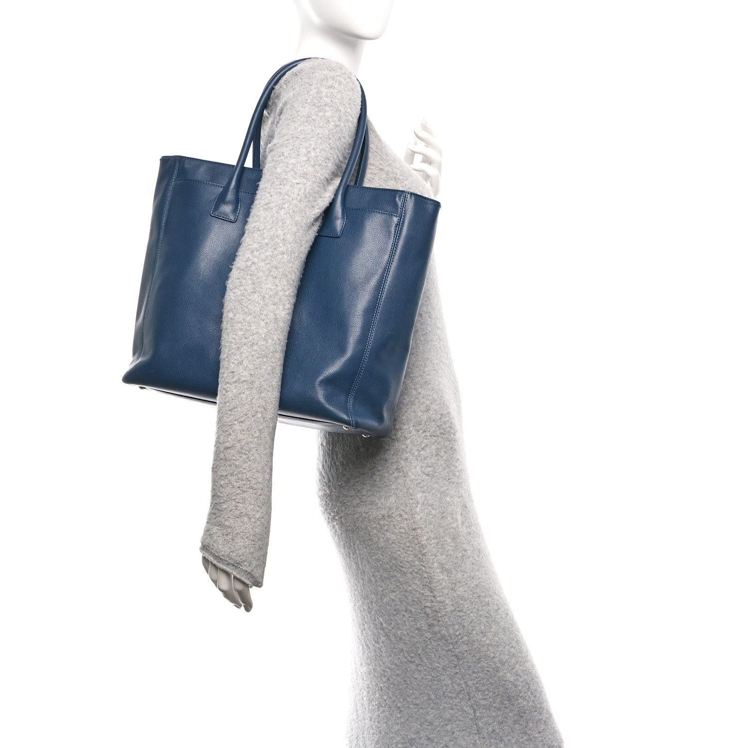 Chanel Caviar Tall Cerf Tote Blue