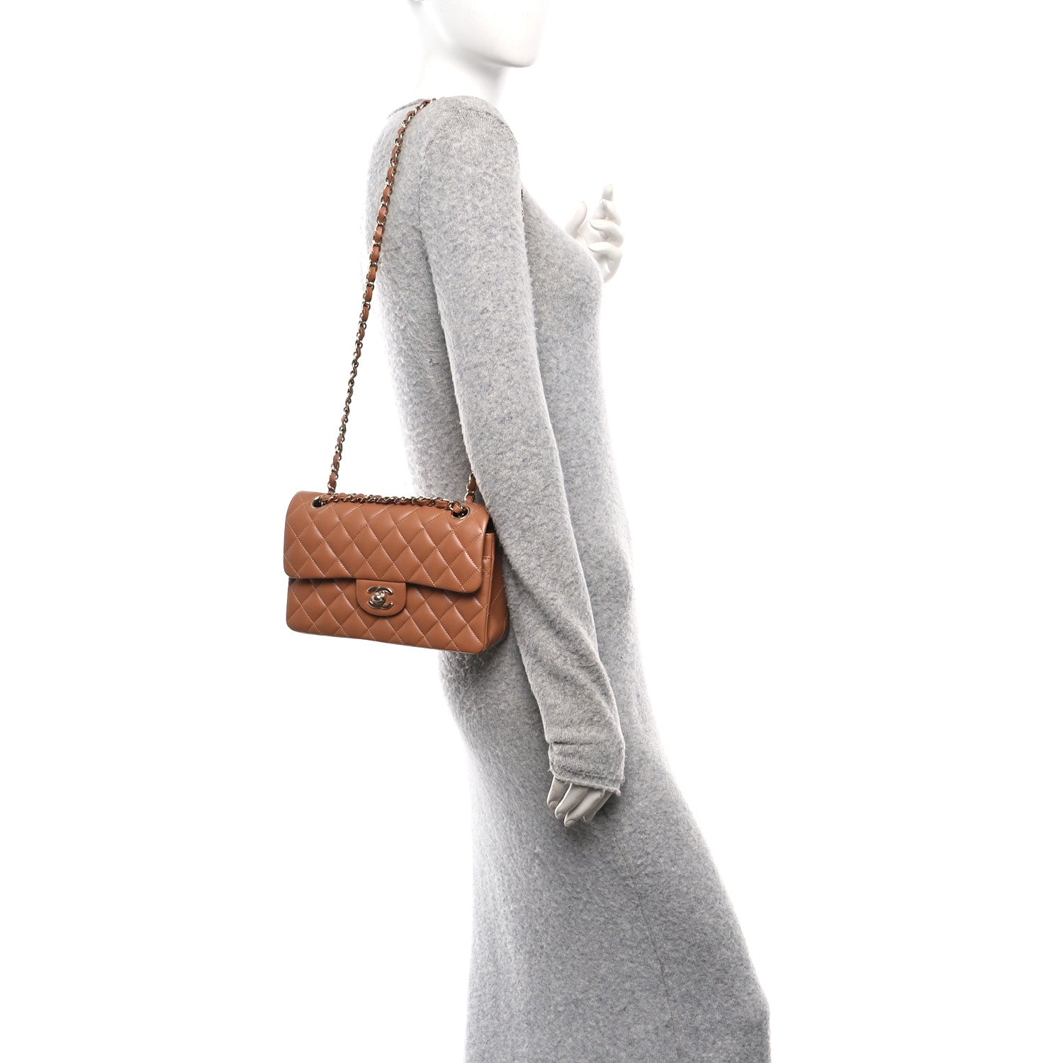 Chanel Lambskin Quilted Small Double Flap Brown