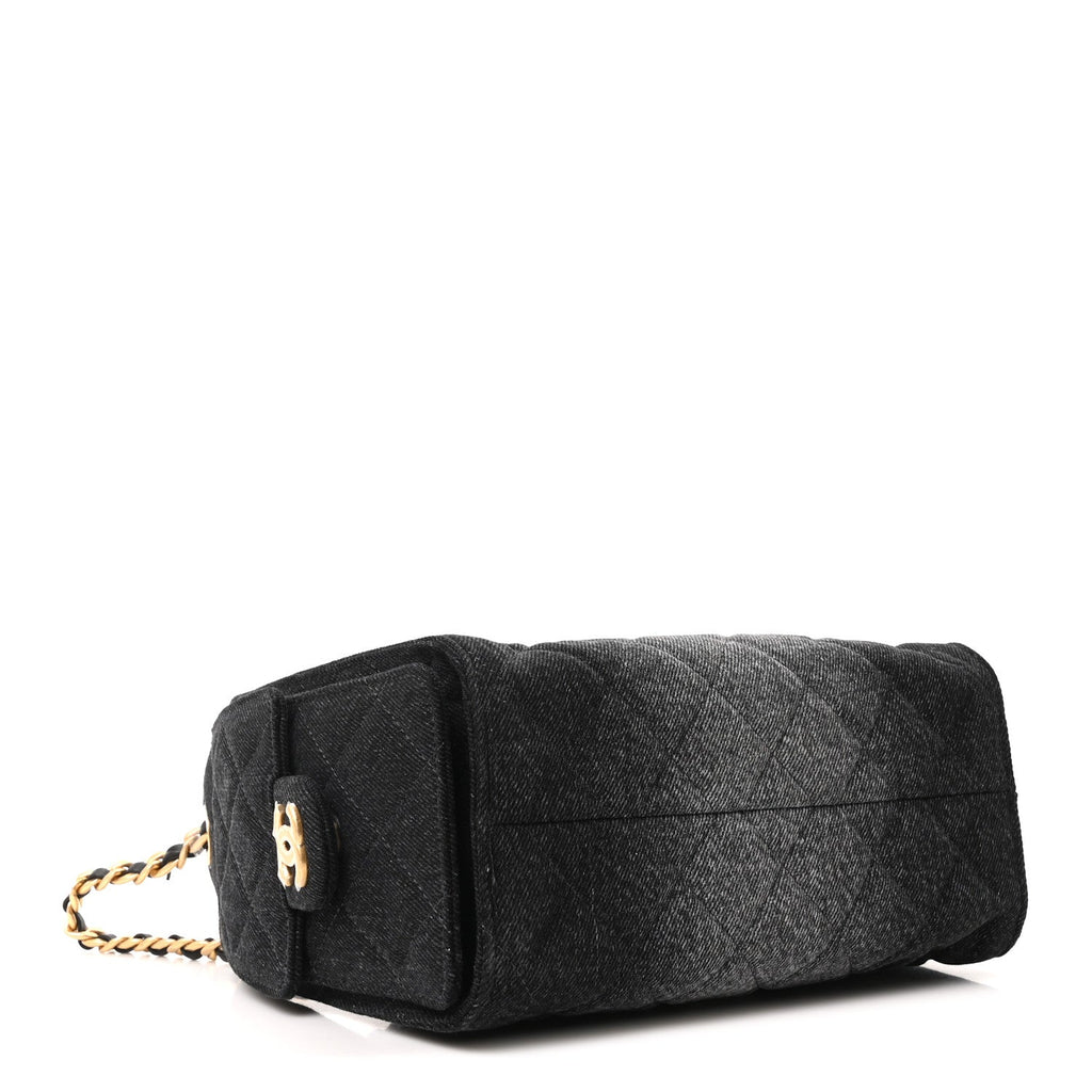 Chanel Washed Denim Quilted Mini Chanel 25 Handbag Black