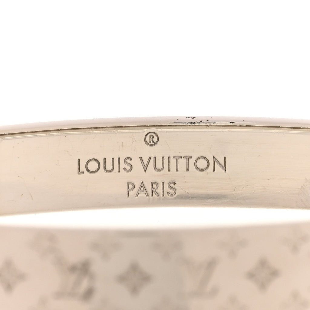 Louis Vuitton Brass Palladium Plated Nanogram Cuff S Silver