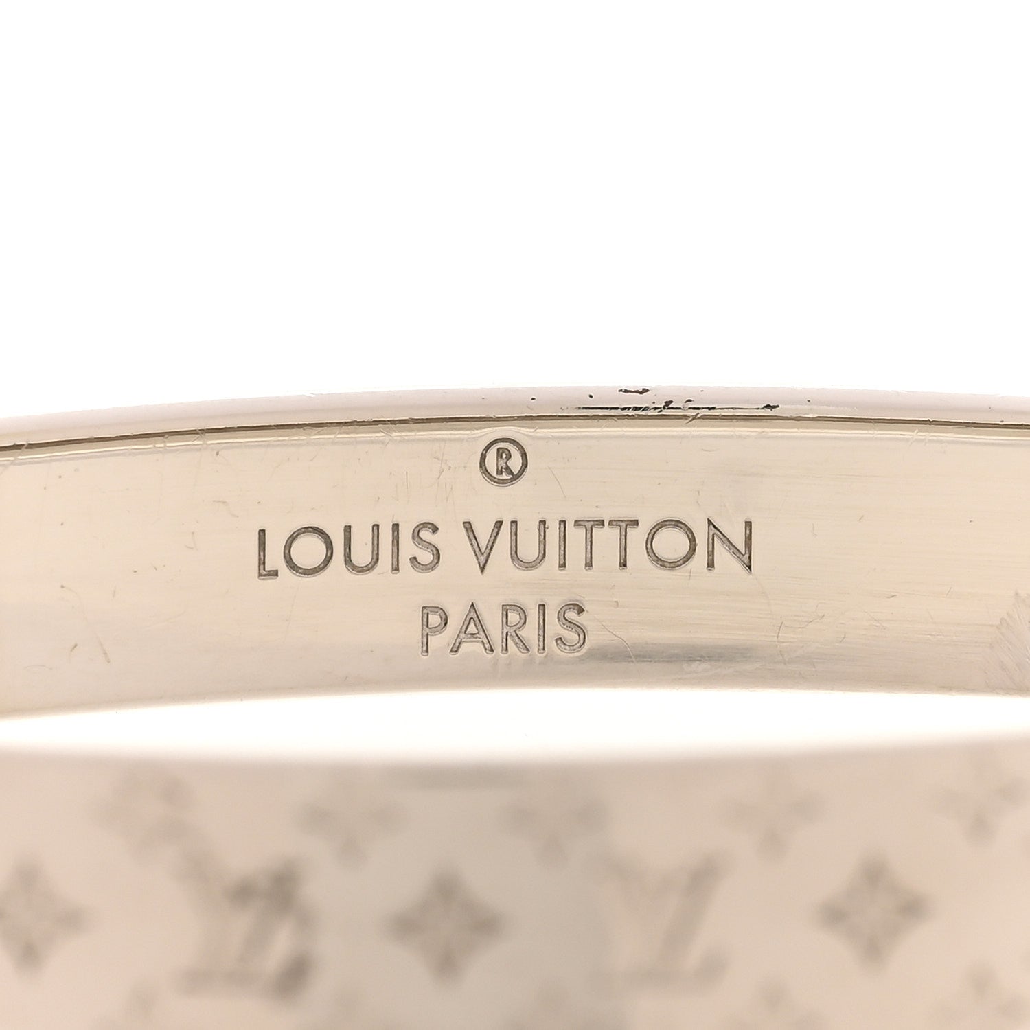 Louis Vuitton Brass Palladium Plated Nanogram Cuff S Silver