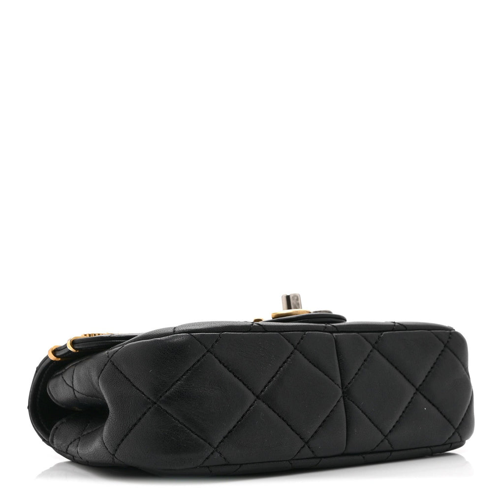 Chanel Lambskin Quilted Mini Coco Clips Single Flap Black