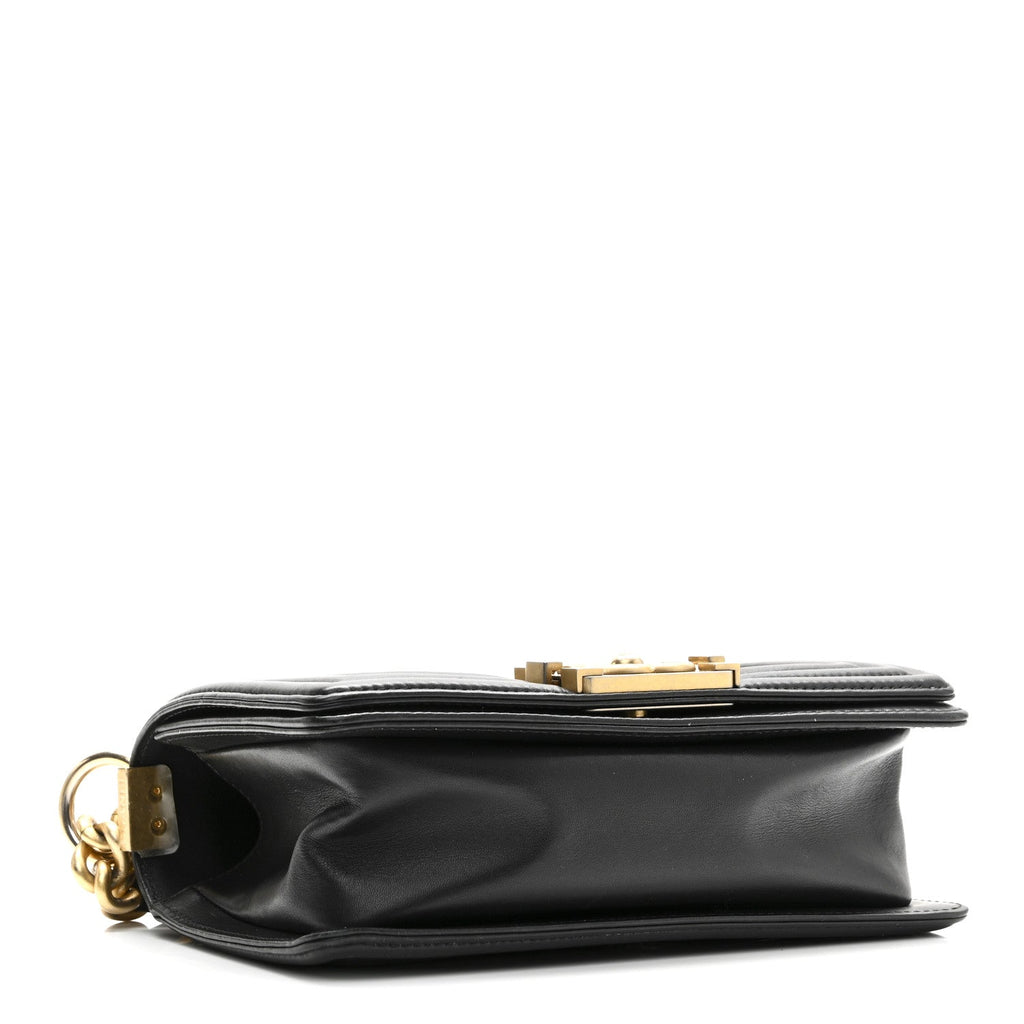 Chanel Metallic Crumpled Goatskin Small Boy Flap Black Gold