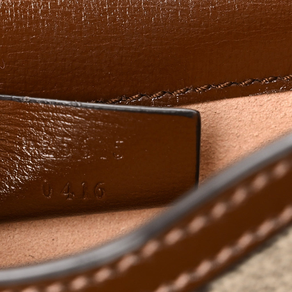 Gucci GG Supreme Monogram Mini Horsebit 1955 Crossbody Bag Beige Brown Sugar