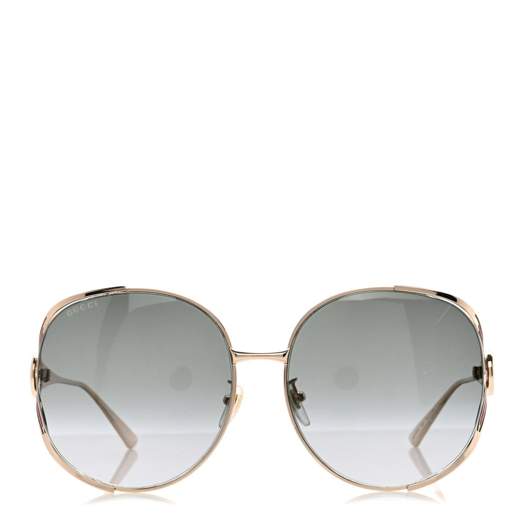 Gucci Metal Oversized Round Frame GG0225S Sunglasses Gold