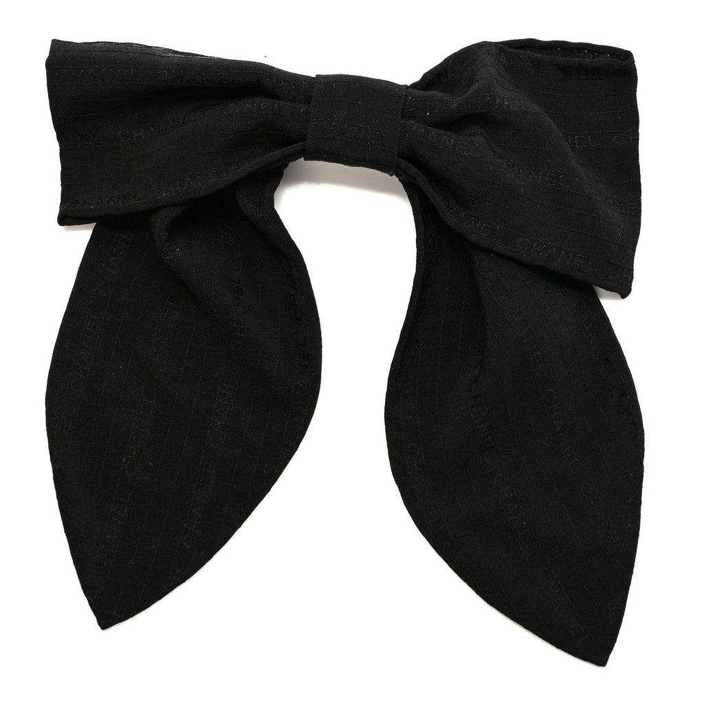 Chanel Silk Bow Hair Clip Black