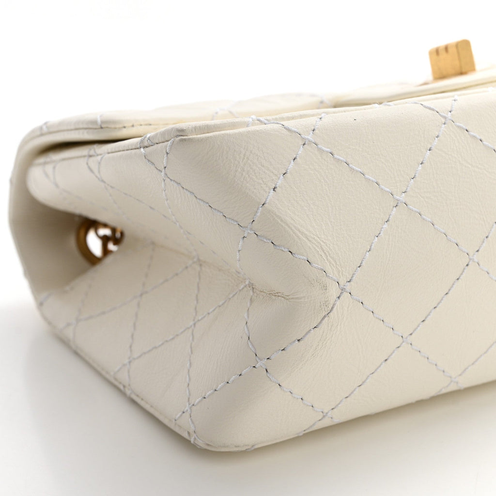 Chanel Aged Calfskin Quilted 2.55 Reissue Mini Flap White