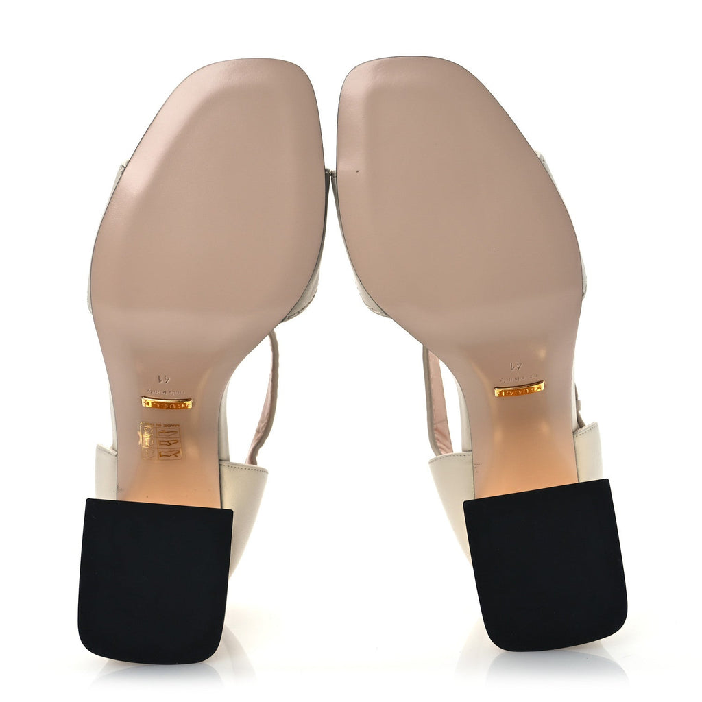 Gucci Nappa Horsebit Cross Strap 95mm Sandals 41 Mystic White