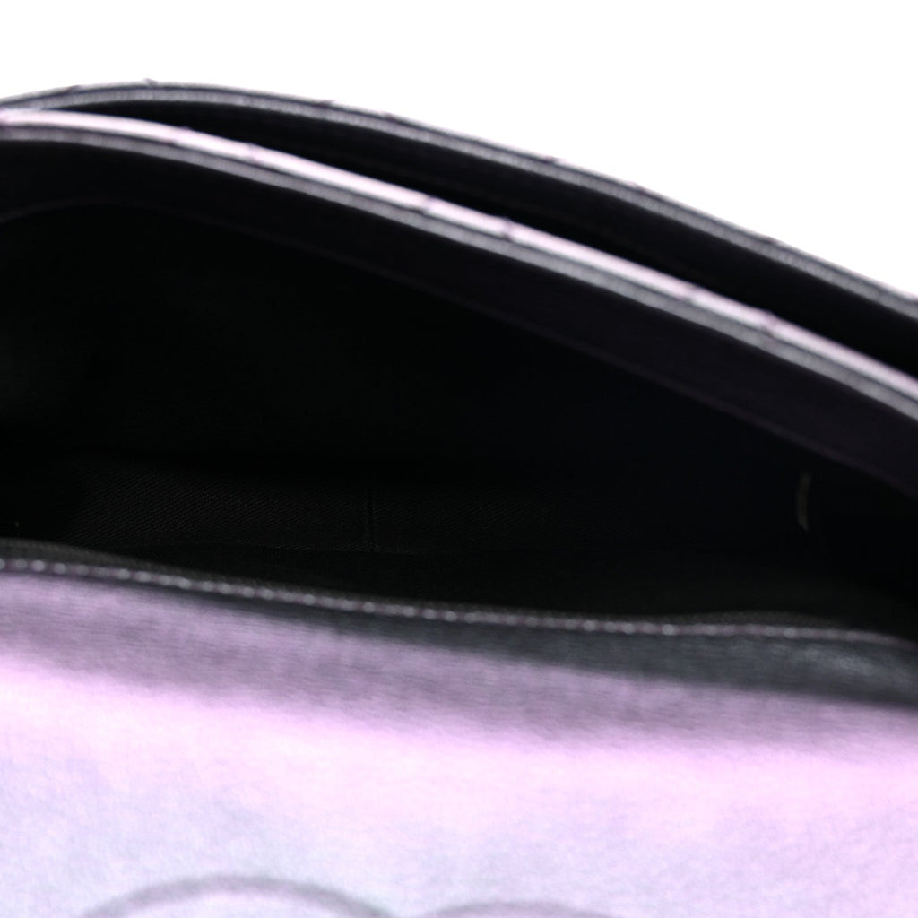 Chanel Iridescent Goatskin Quilted Small Double Carry Waist Chain Flap Purple