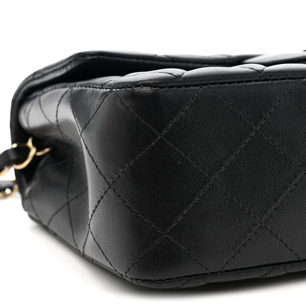 Chanel Lambskin Quilted Mini Rectangular Flap Black