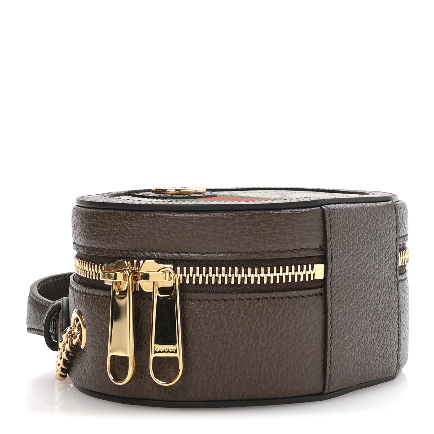 Gucci GG Supreme Monogram Top Handle Web Mini Ophidia Round Shoulder Bag Brown