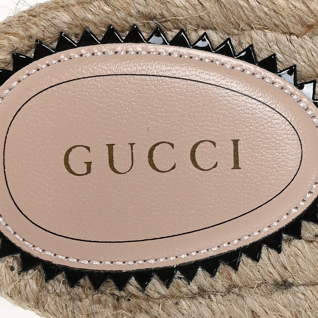 Gucci Denim Crystals GG Monogram Espadrille 20mm Slide Sandals 39 Denim