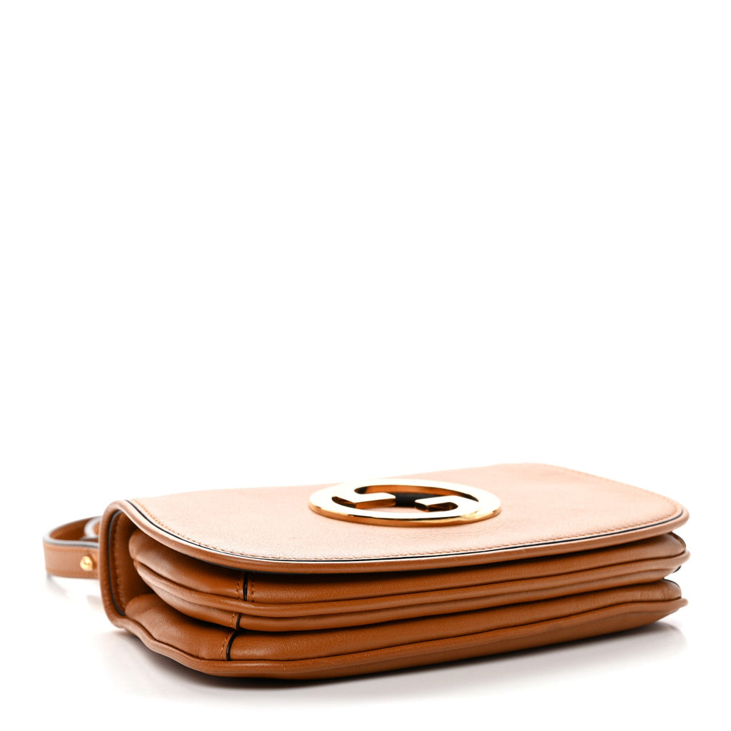 Gucci Roxy Calfskin Web Mini Blondie Shoulder Bag Cognac
