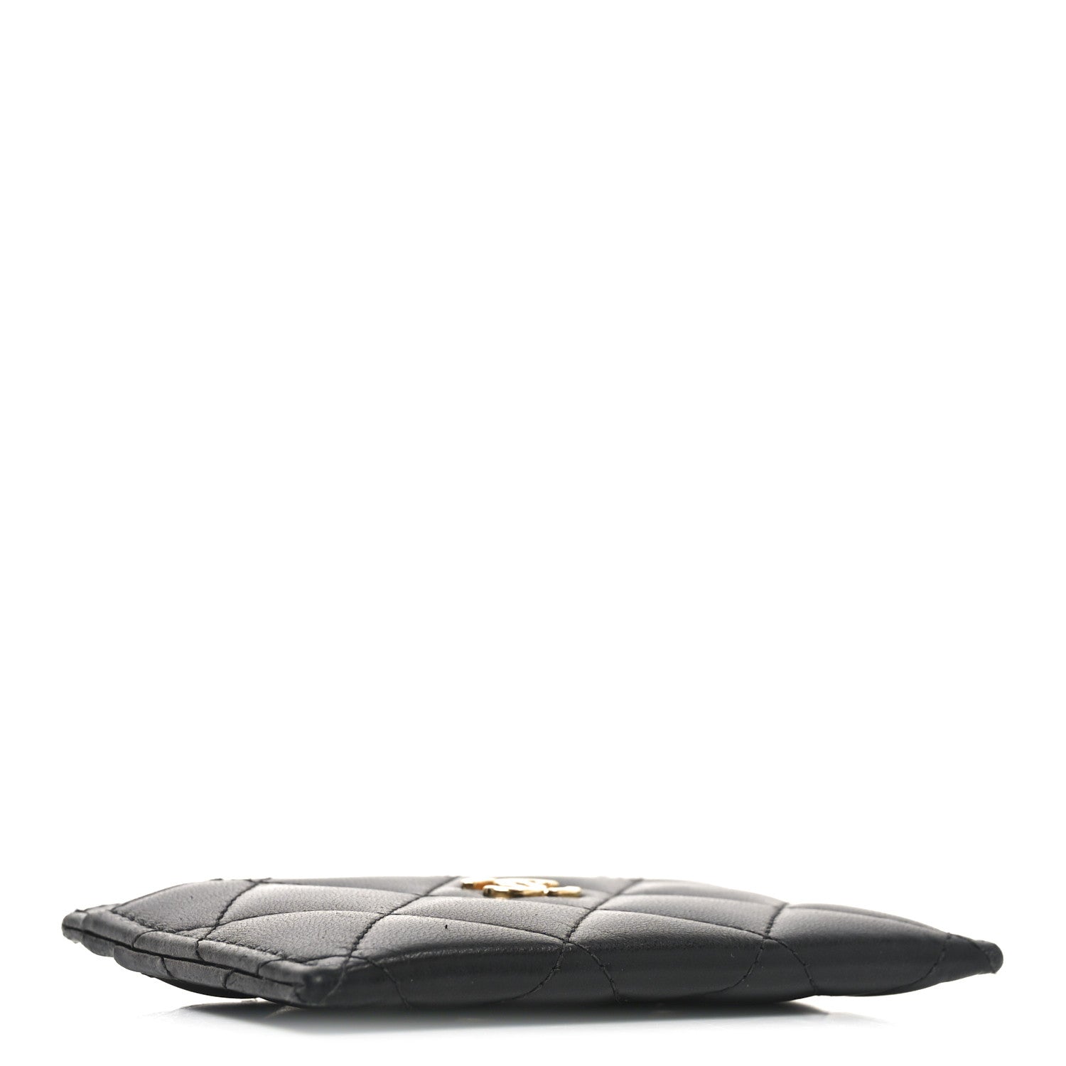 Lambskin Quilted Card Holder Black