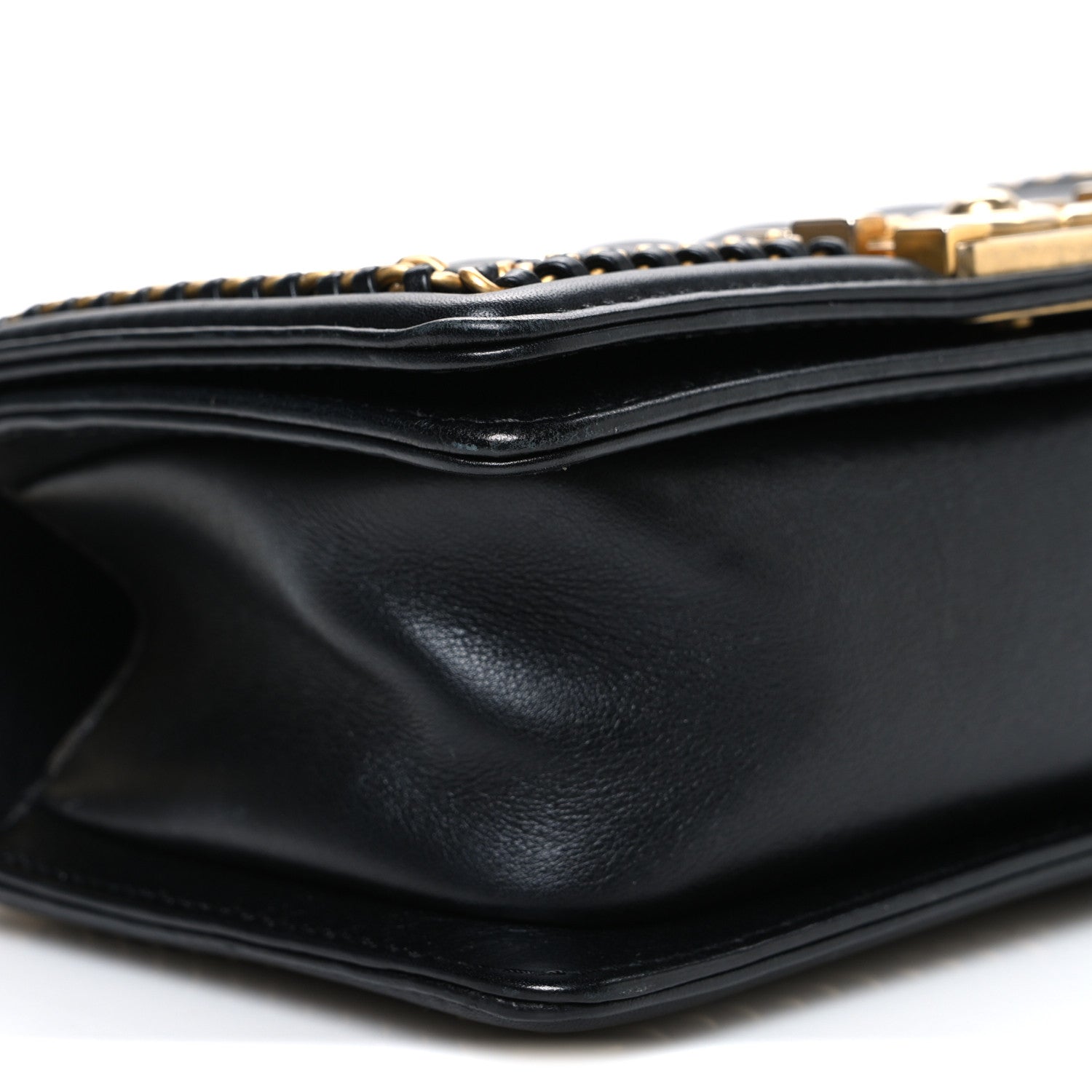 Chanel Lambskin Quilted Small Top Handle Boy Flap Black