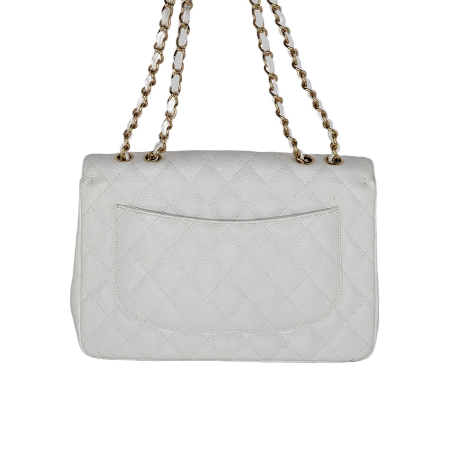 Chanel bag Vintage Classic Quilted Caviar Single White Jumbo Flap