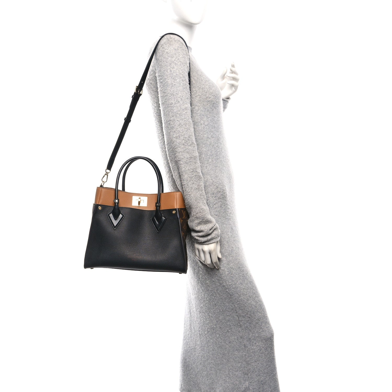 Louis Vuitton Calfskin Monogram On My Side MM Black