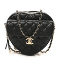 Chanel Lambskin Quilted CC In Love Heart Bag Black
