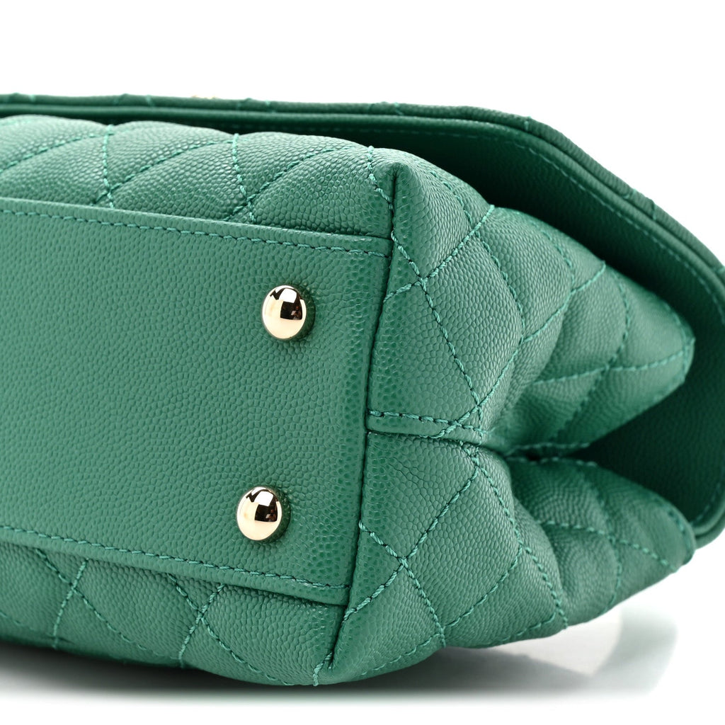 Chanel Caviar Quilted Mini Coco Handle Flap Green