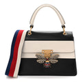 Gucci Calfskin Sylvie Web Small Queen Margaret Top Handle Bag Black White