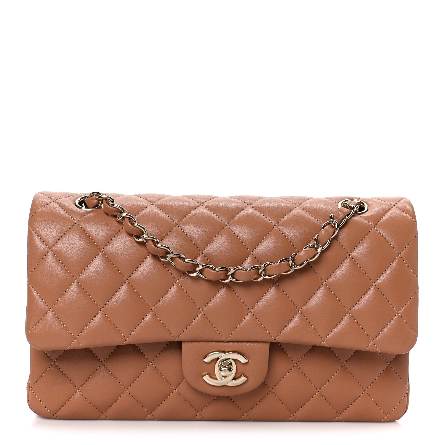 Chanel Lambskin Quilted Medium Double Flap Brown