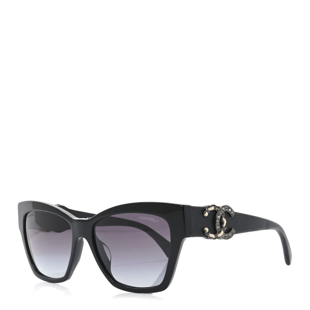 Acetate Square Cat Eye CC Sunglasses 5456-Q-A Black
