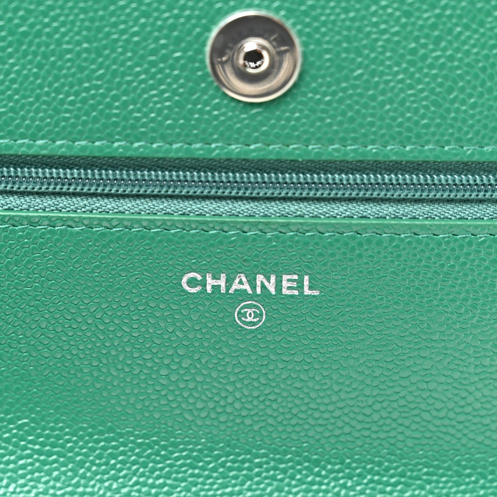 Chanel Caviar Quilted Wallet On Chain WOC Green